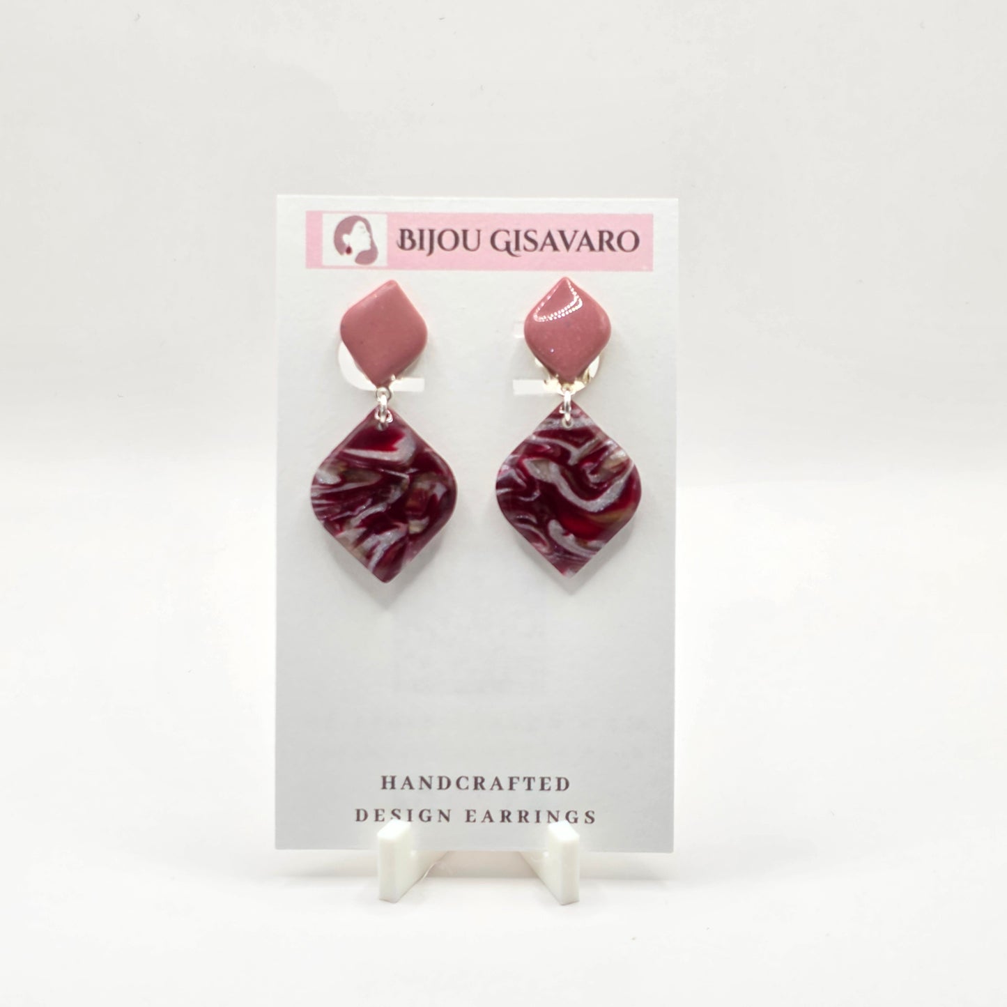 Burgundy Marble oorclips