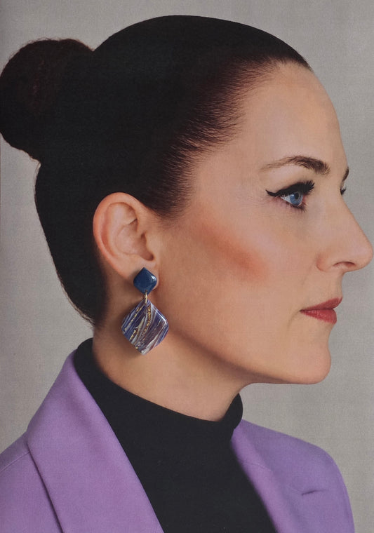 Statement oorbellen Blue Amethys