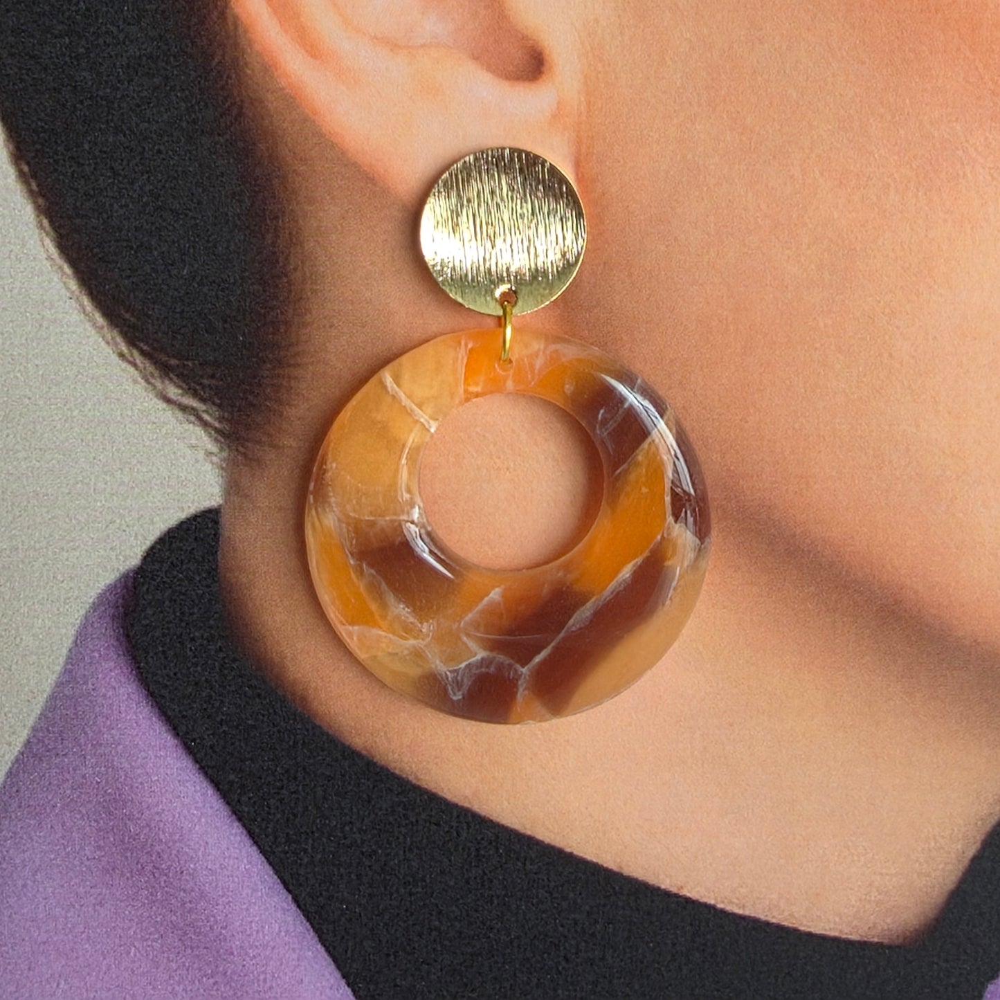 Caramel Gold Statement Oorbellen