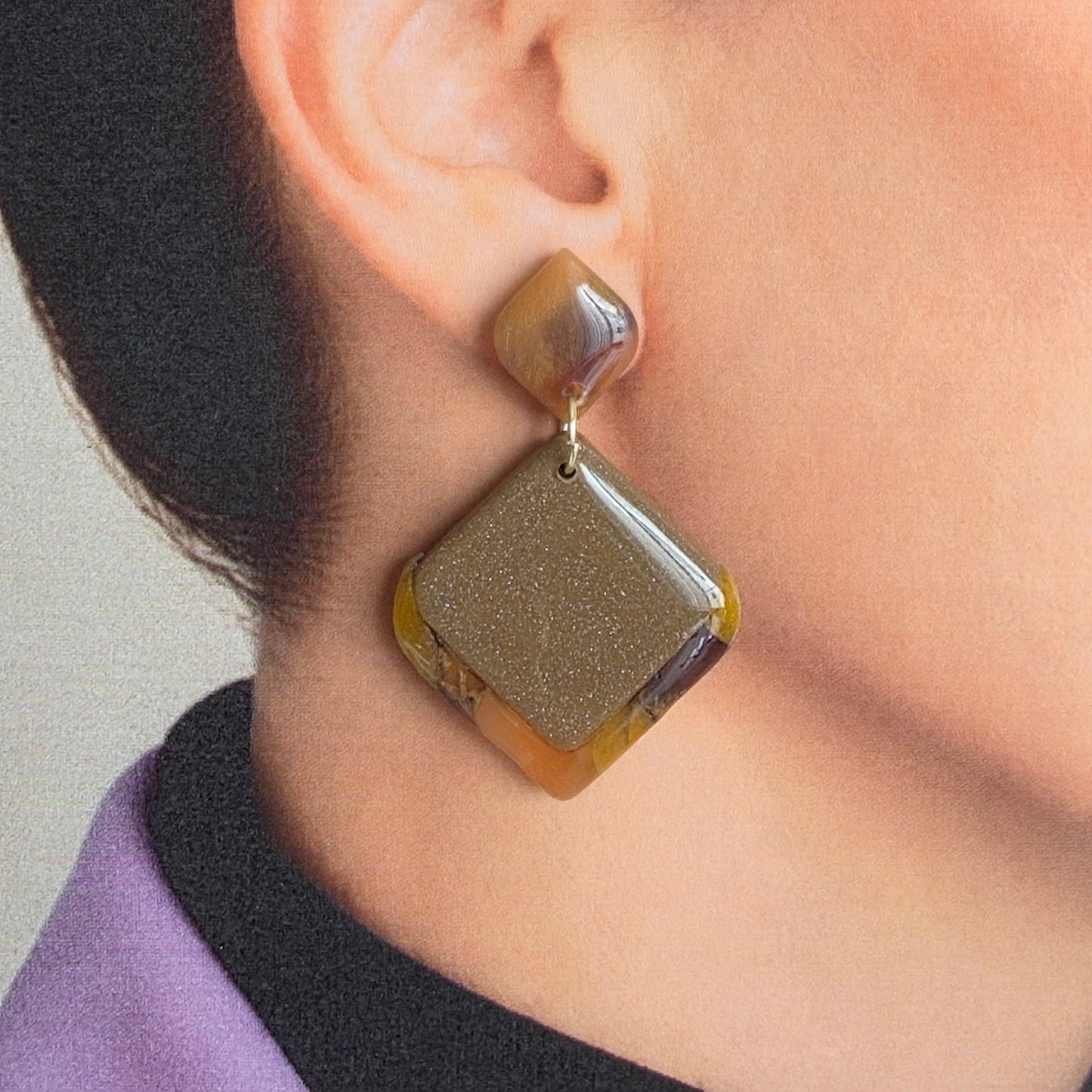 Golden Mocha Statement Oorbellen