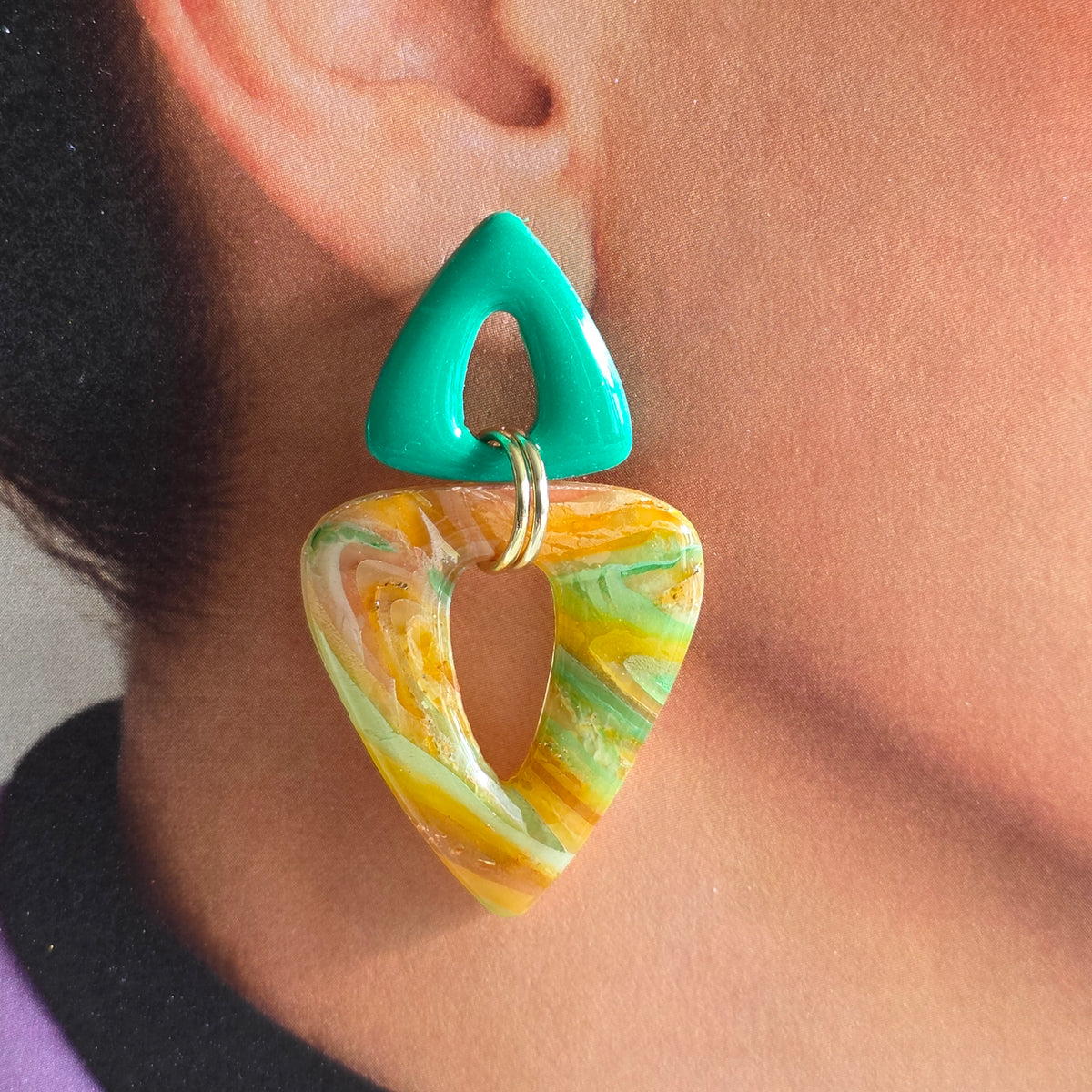Statement Oorbellen Emerald Sunrise