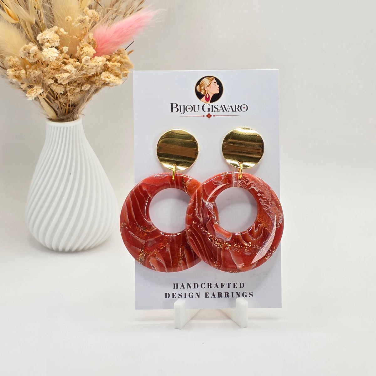 Statement Oorbellen Rose Marble Gold