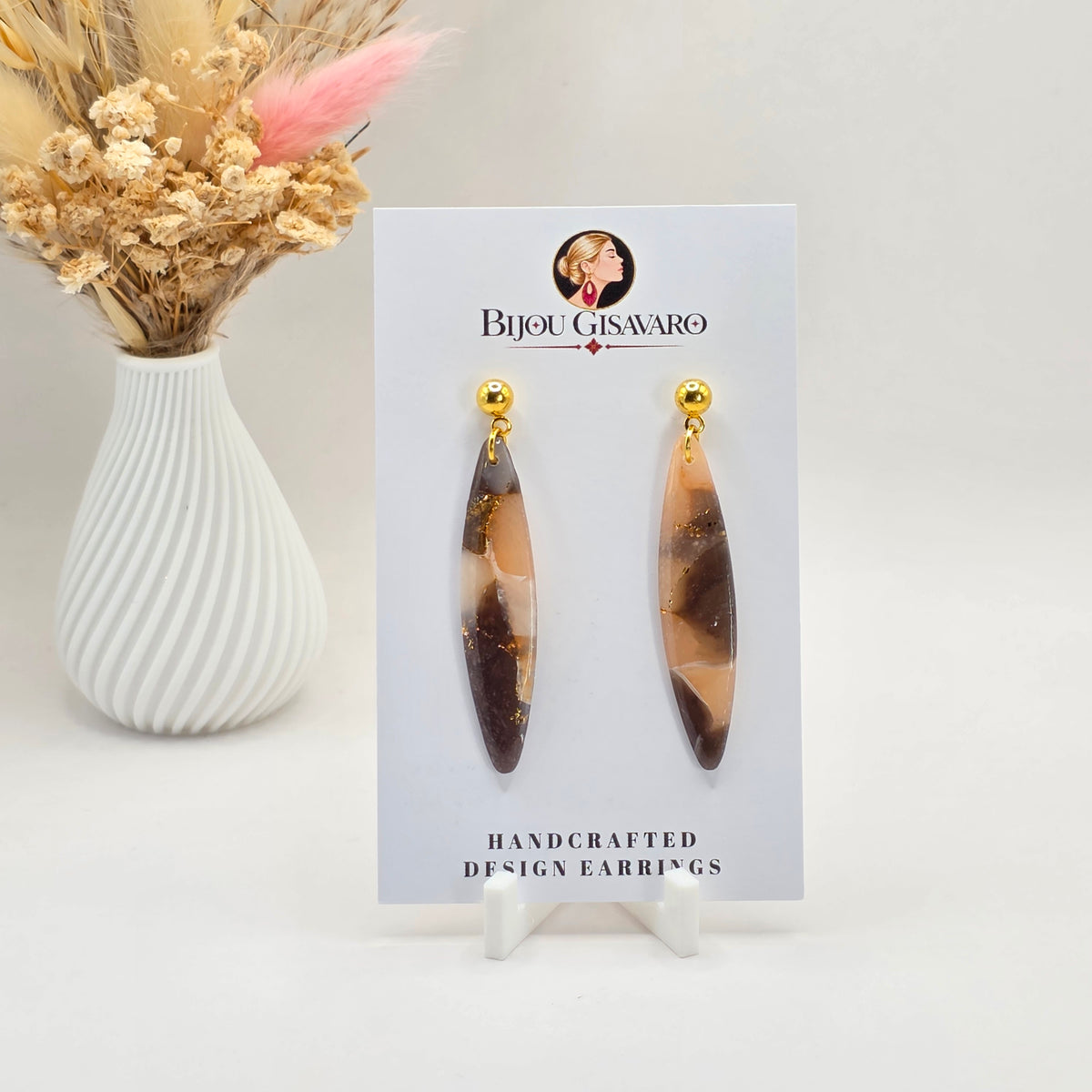 Statement Oorbellen Mocha Gold Leaf