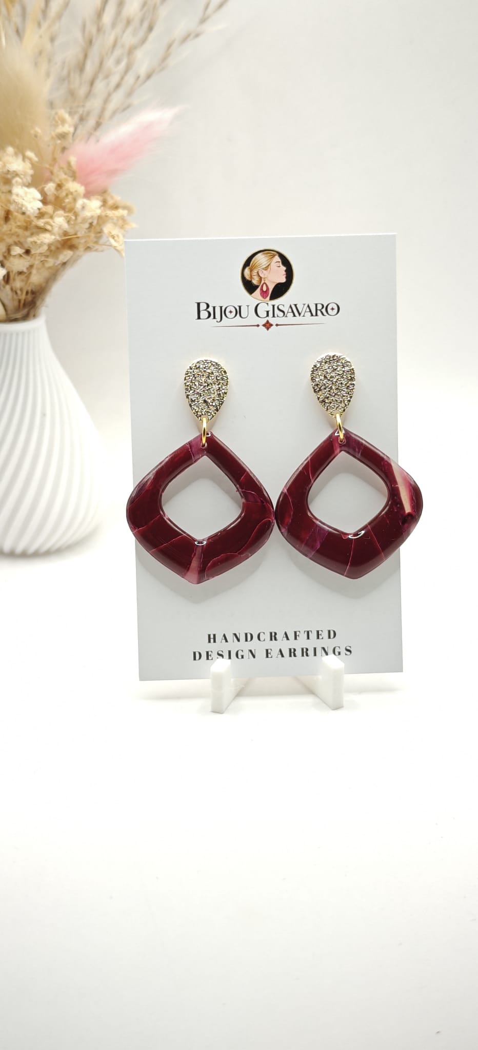 Statement Oorbellen Burgundy Muse – Bordeauxrood