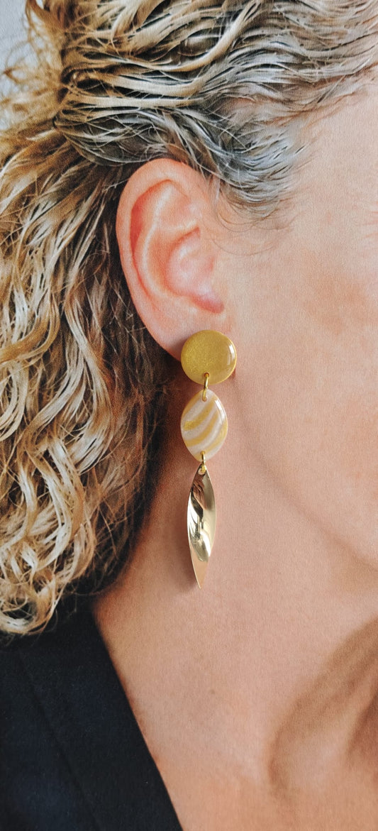 Statement Oorbellen Aurélie – Goud & Crème