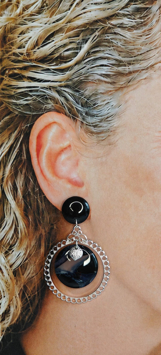 Statement Oorbellen Midnight Heart – Zwart