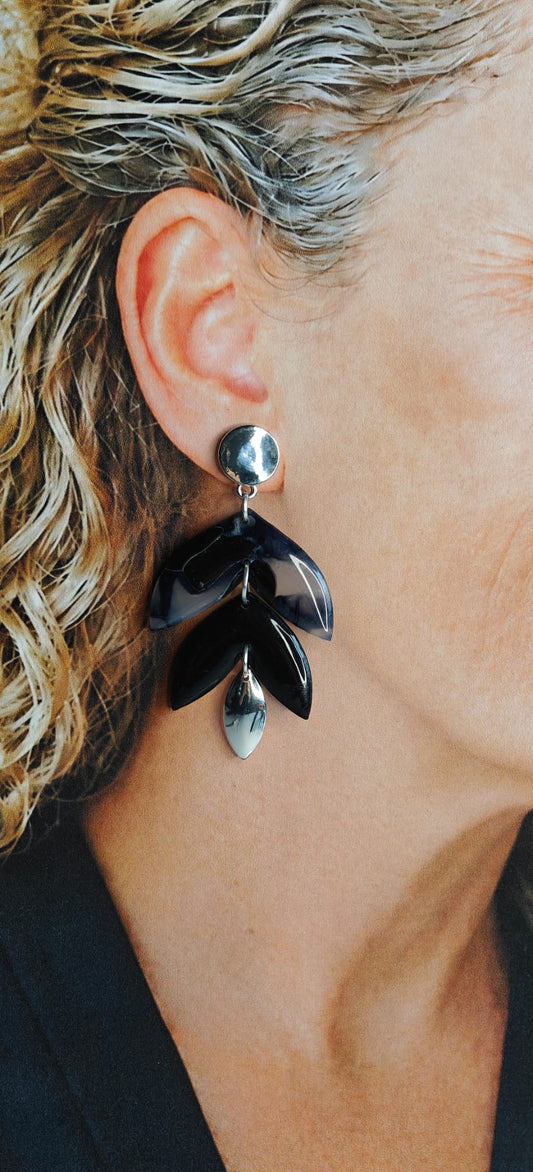 Statement Oorbellen Midnight Leaves – Zwart