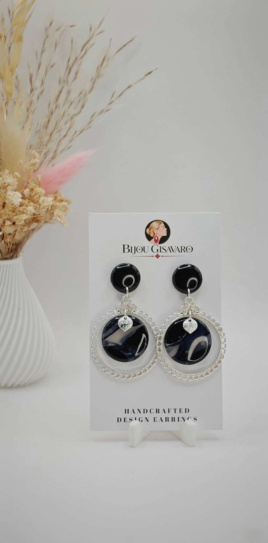 Statement Oorbellen Midnight Heart – Zwart