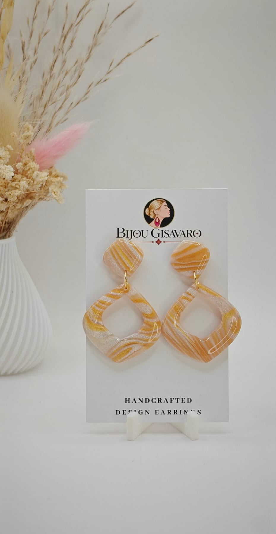 Statement Oorbellen Céleste – Goud & Crème