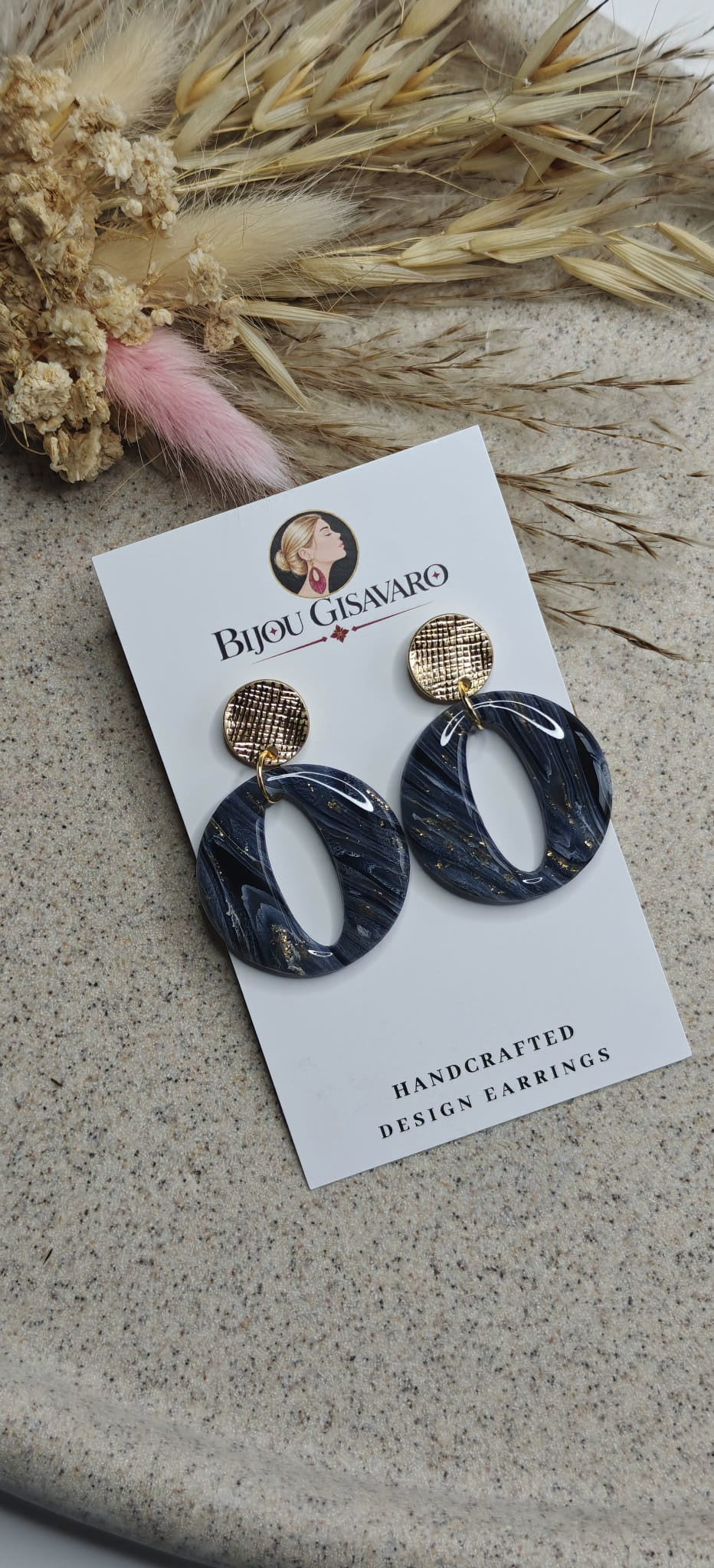 Statement Oorbellen Midnight Oval – Donkerblauw