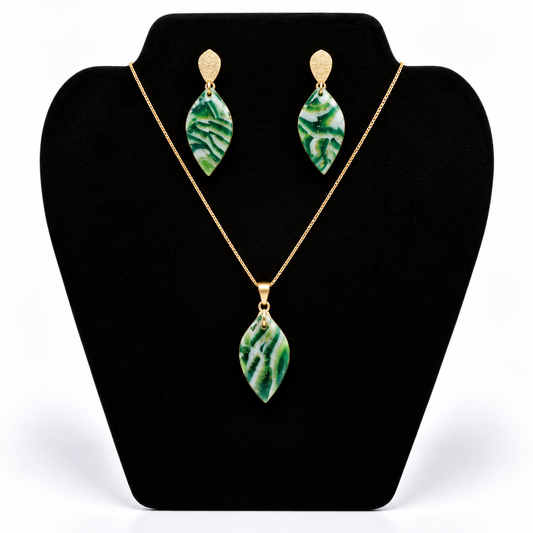 Statement Serpentine Leaf Set – Ketting & Oorbellen