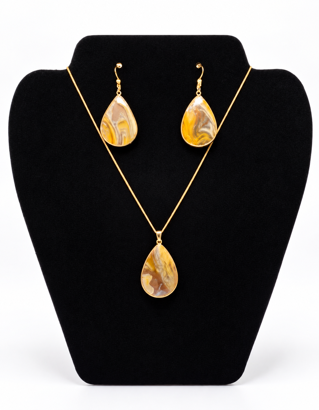 Statement Ochre Teardrop Set – 18K Goldplated