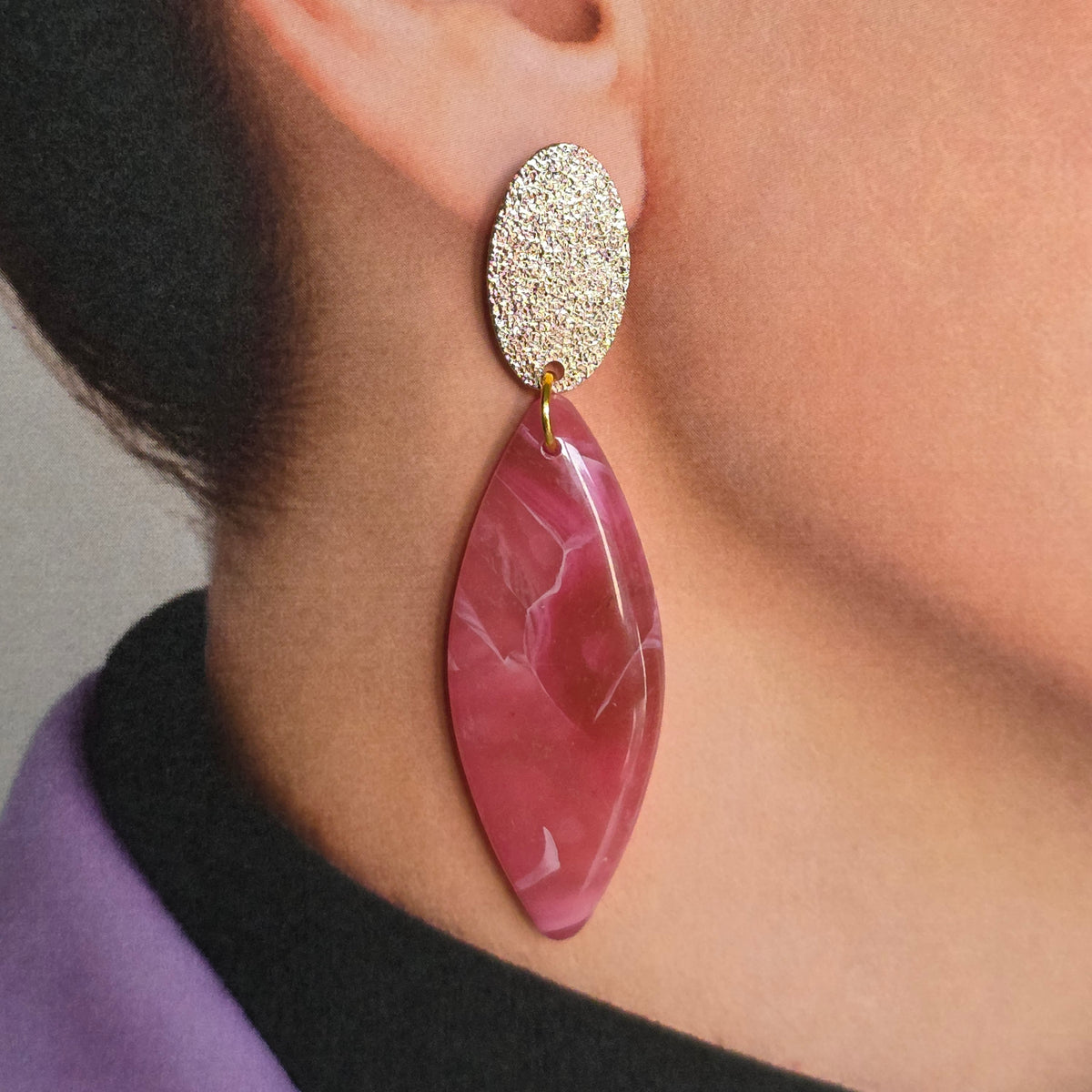 Statement Oorbellen Rose Petal Glow