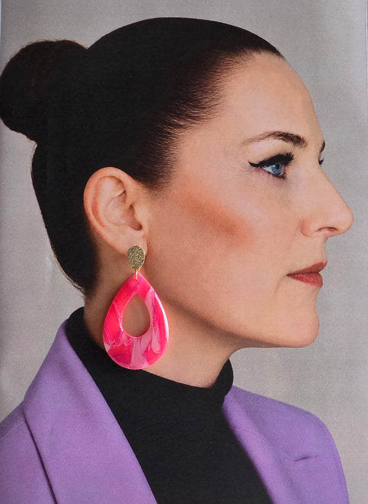Statement Oorbellen Fuchsia Pearl