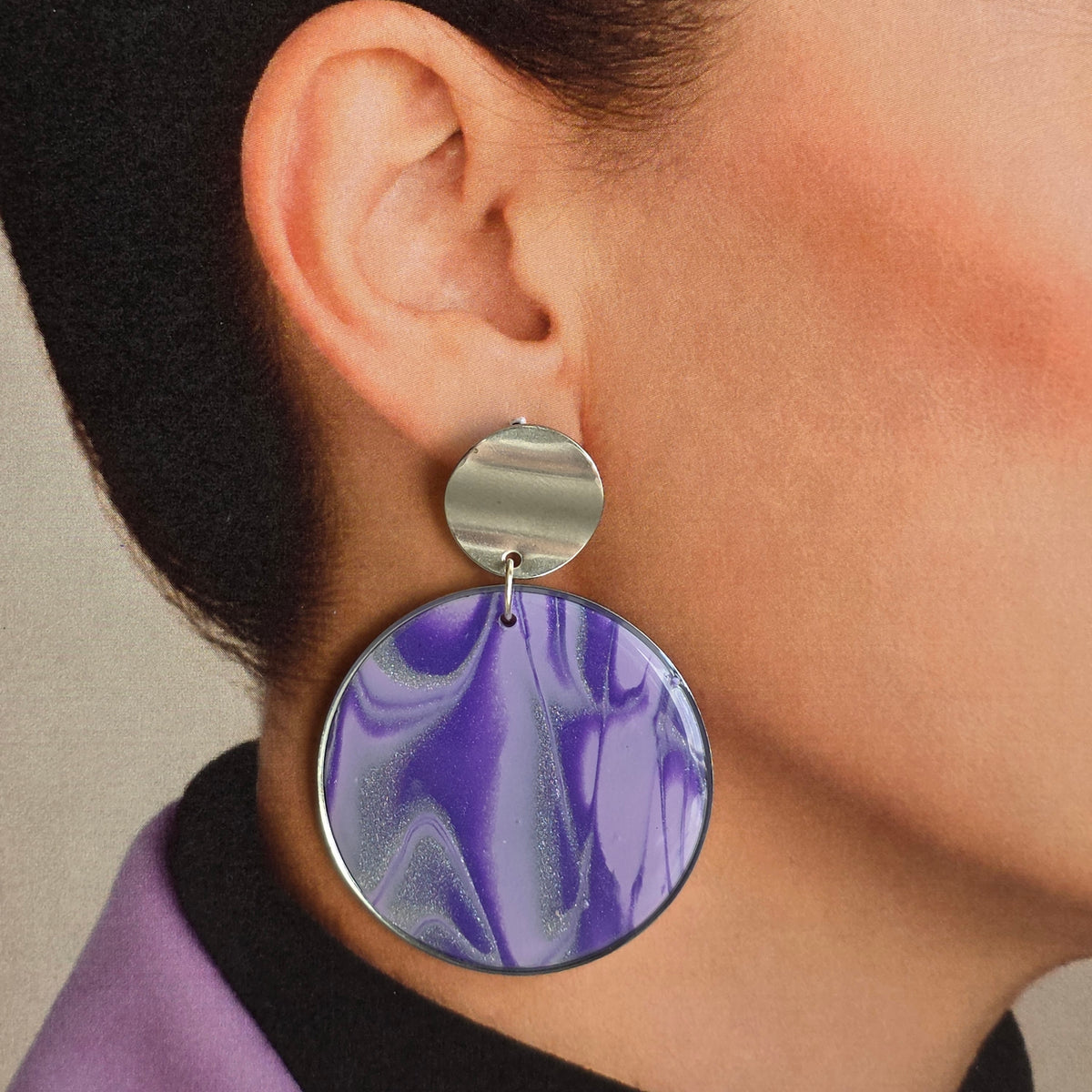 Statement Oorbellen Amethyst Aura