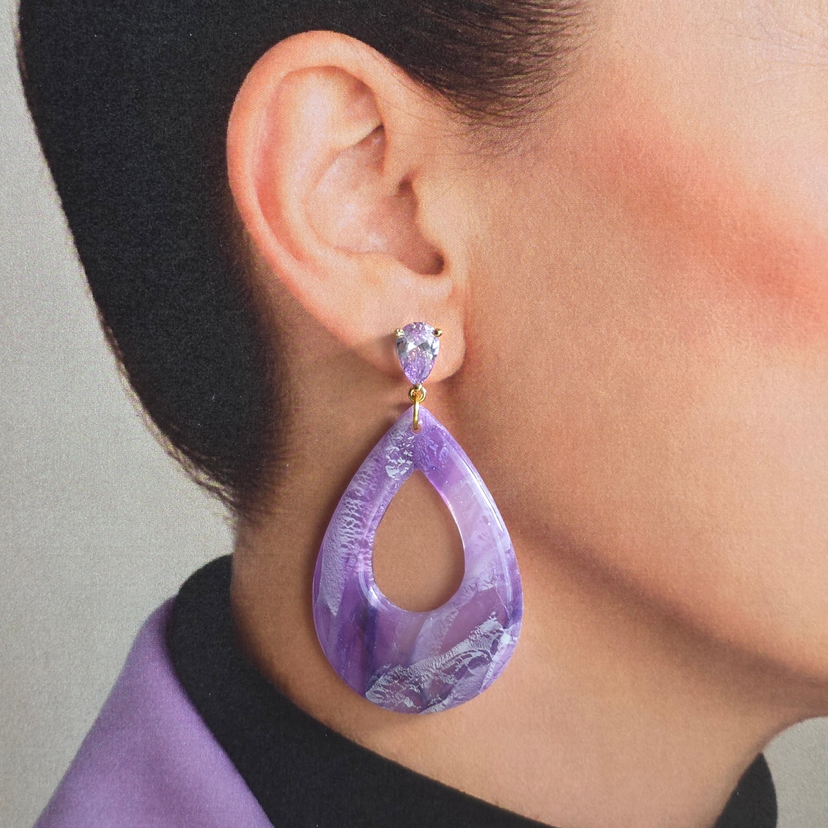 Statement Oorbellen Amethyst Grace