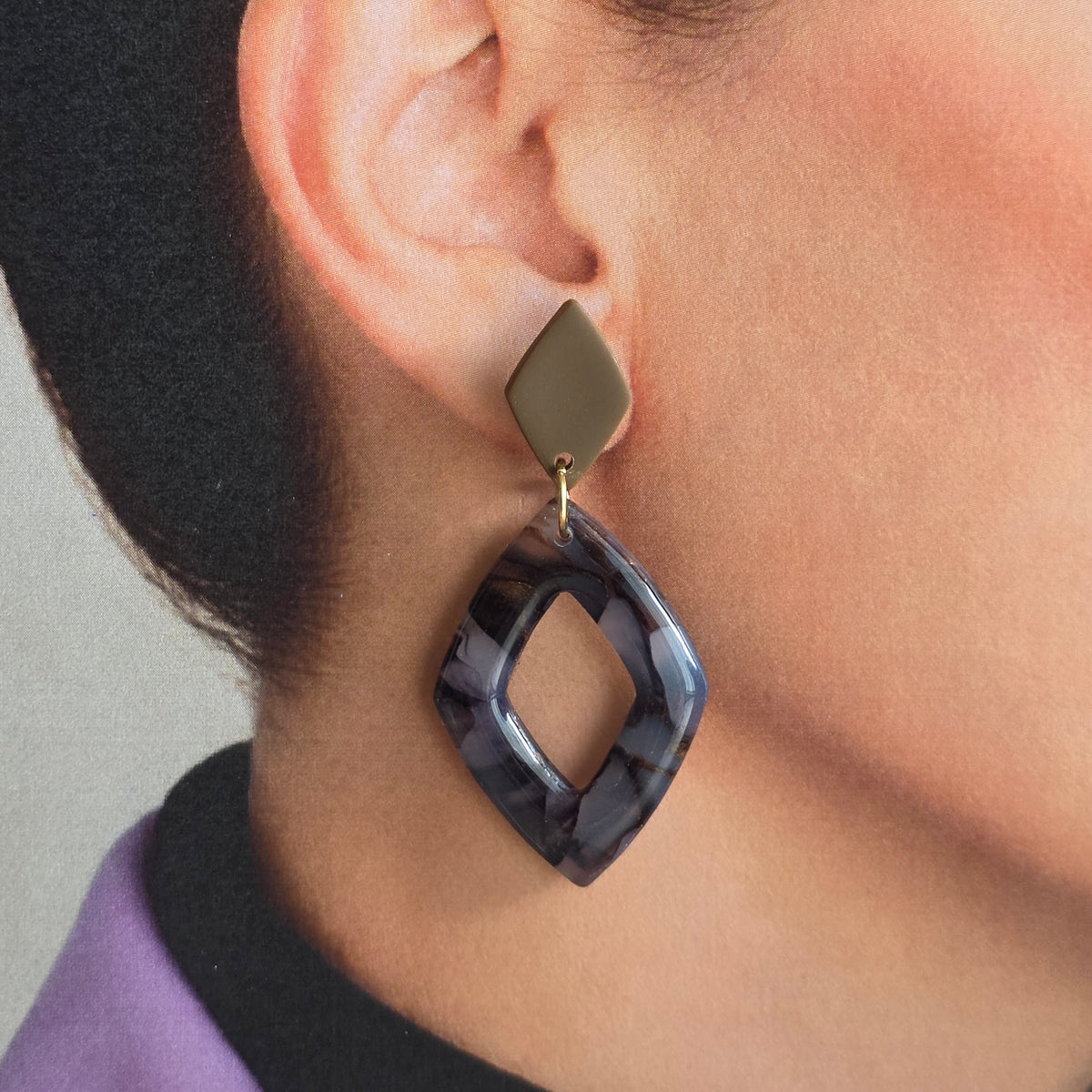 Statement Oorbellen Smoky Marble