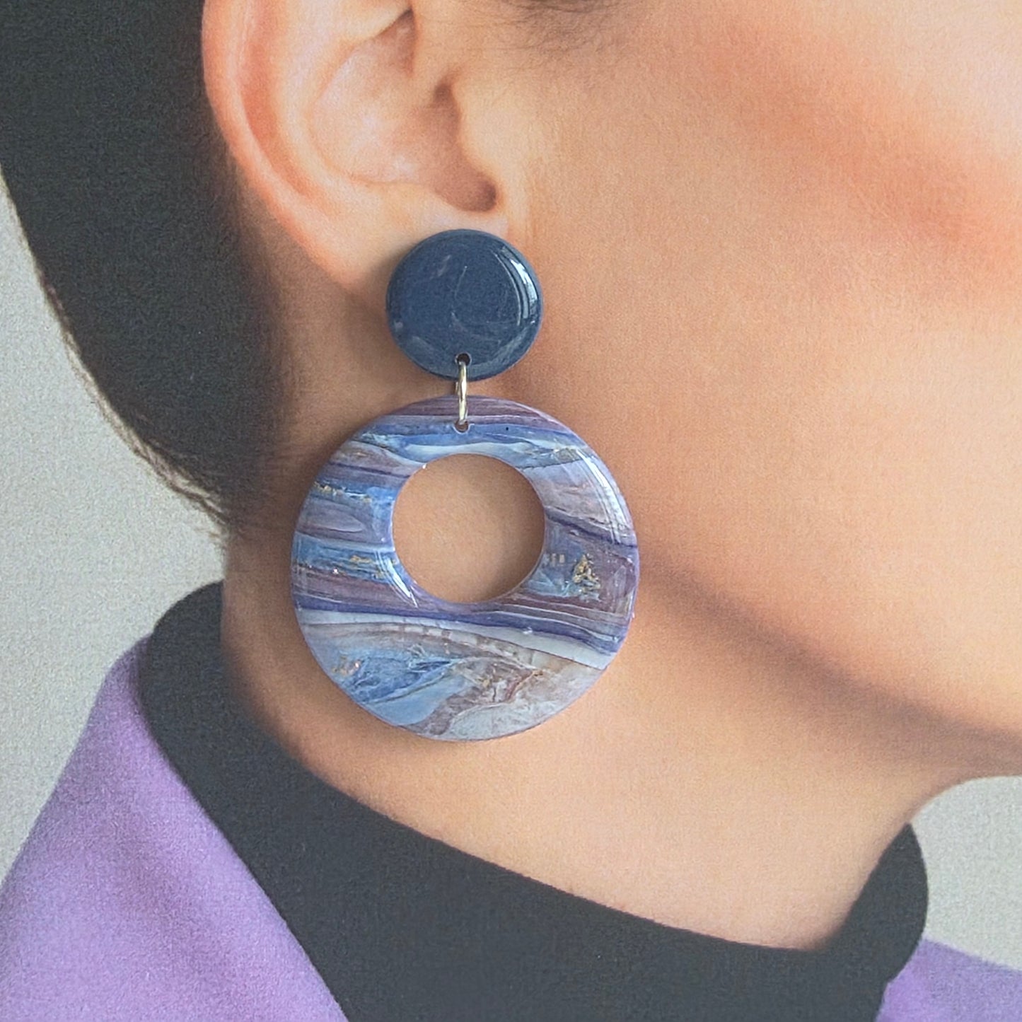 statement oorbellen Blue Marble