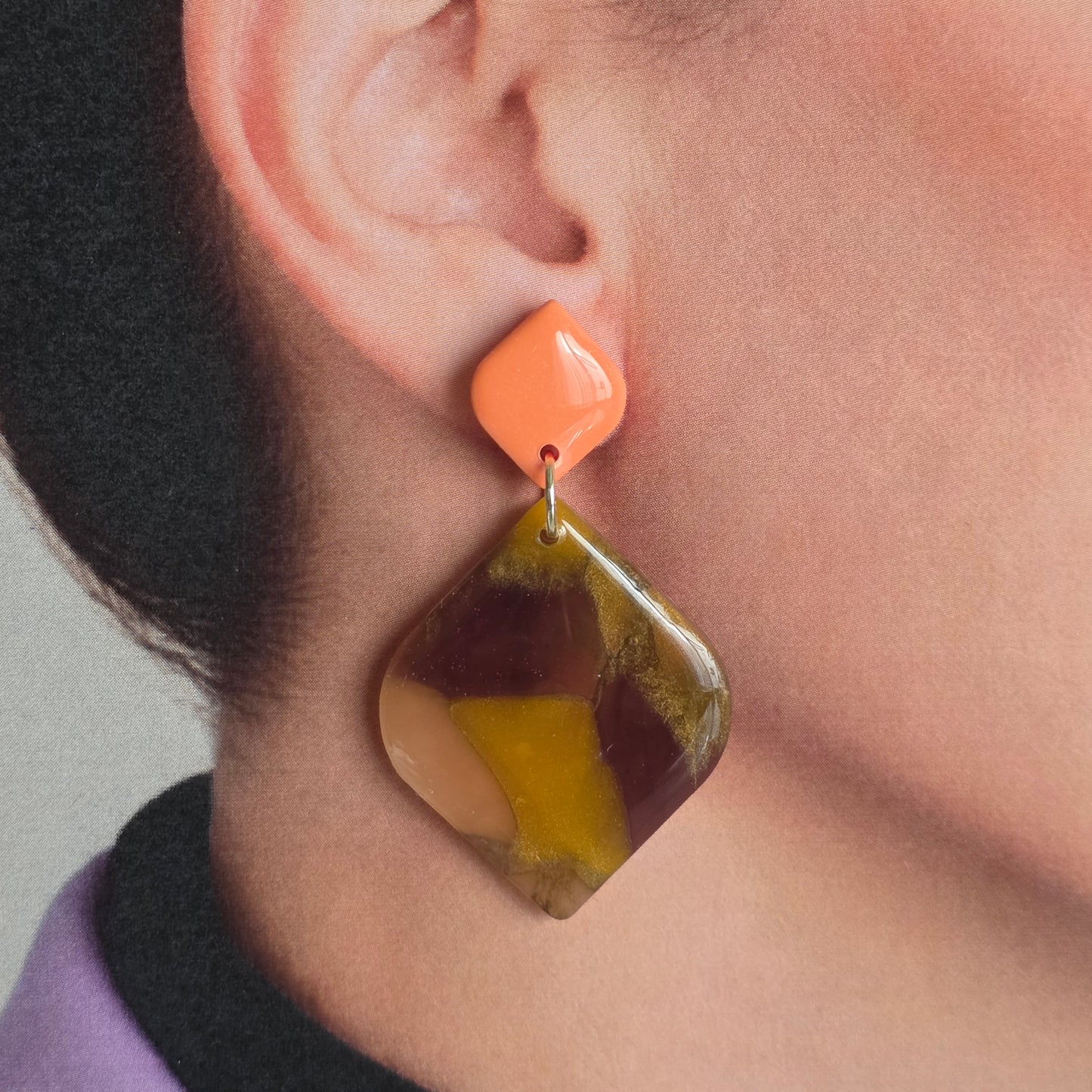 Amber Orange Glow Statement Oorbellen