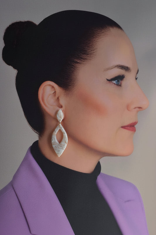 Statement Oorbellen Ivory Golden Sparkle