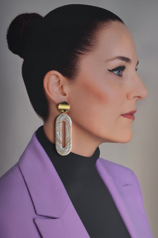 Statement Oorbellen Ivory Golden Line