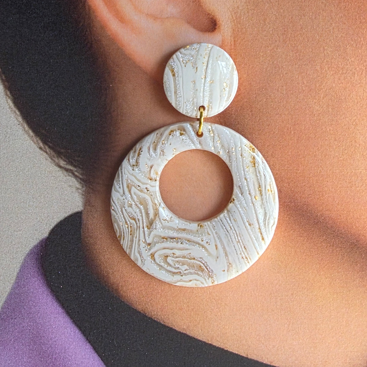 Statement Oorbellen Ivory Golden Circle