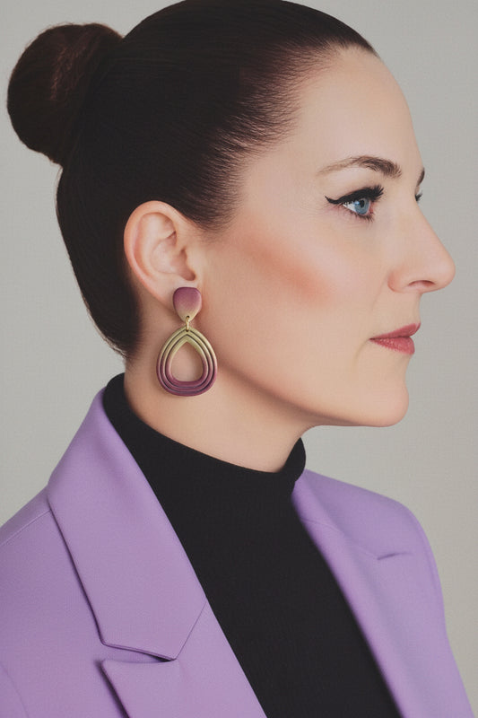 Statement Oorbellen Burgundy Golden Teardrop