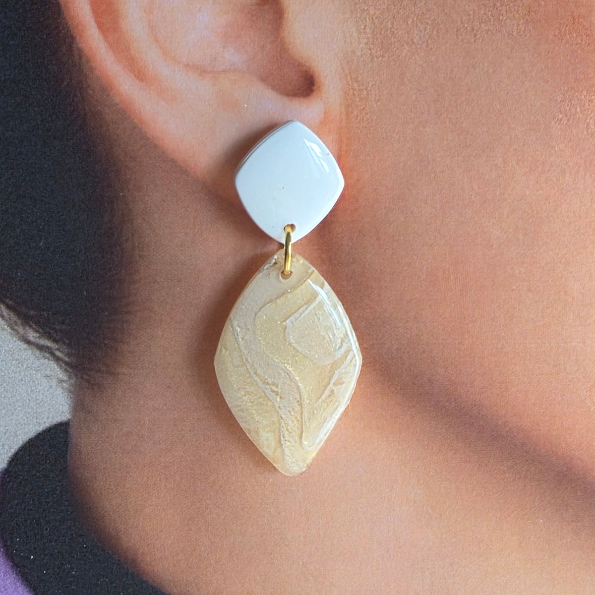 Statement Oorbellen Ivory Champagne