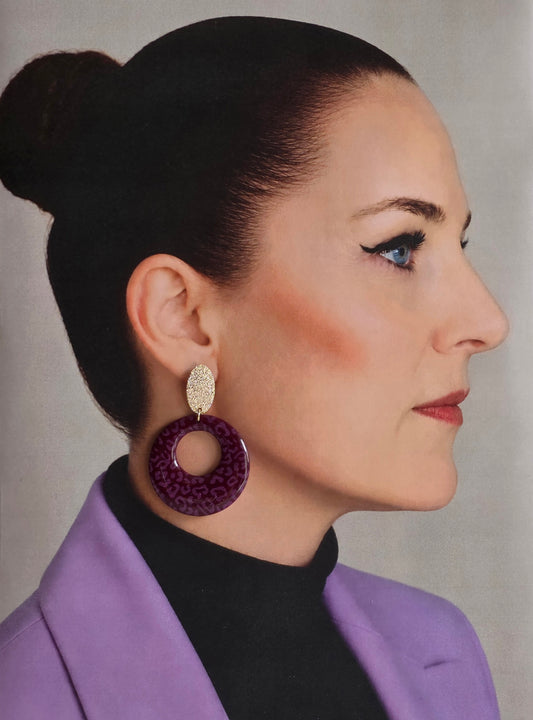 Statement Oorbellen Burgundy Panther