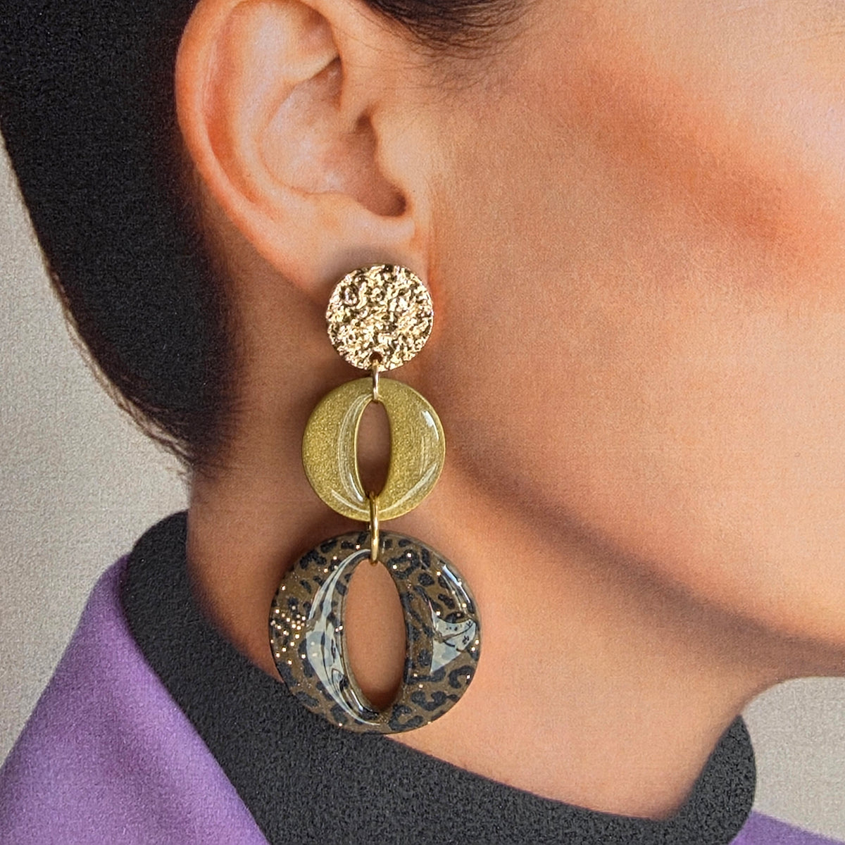 Statement Oorbellen Dark Gold Panther