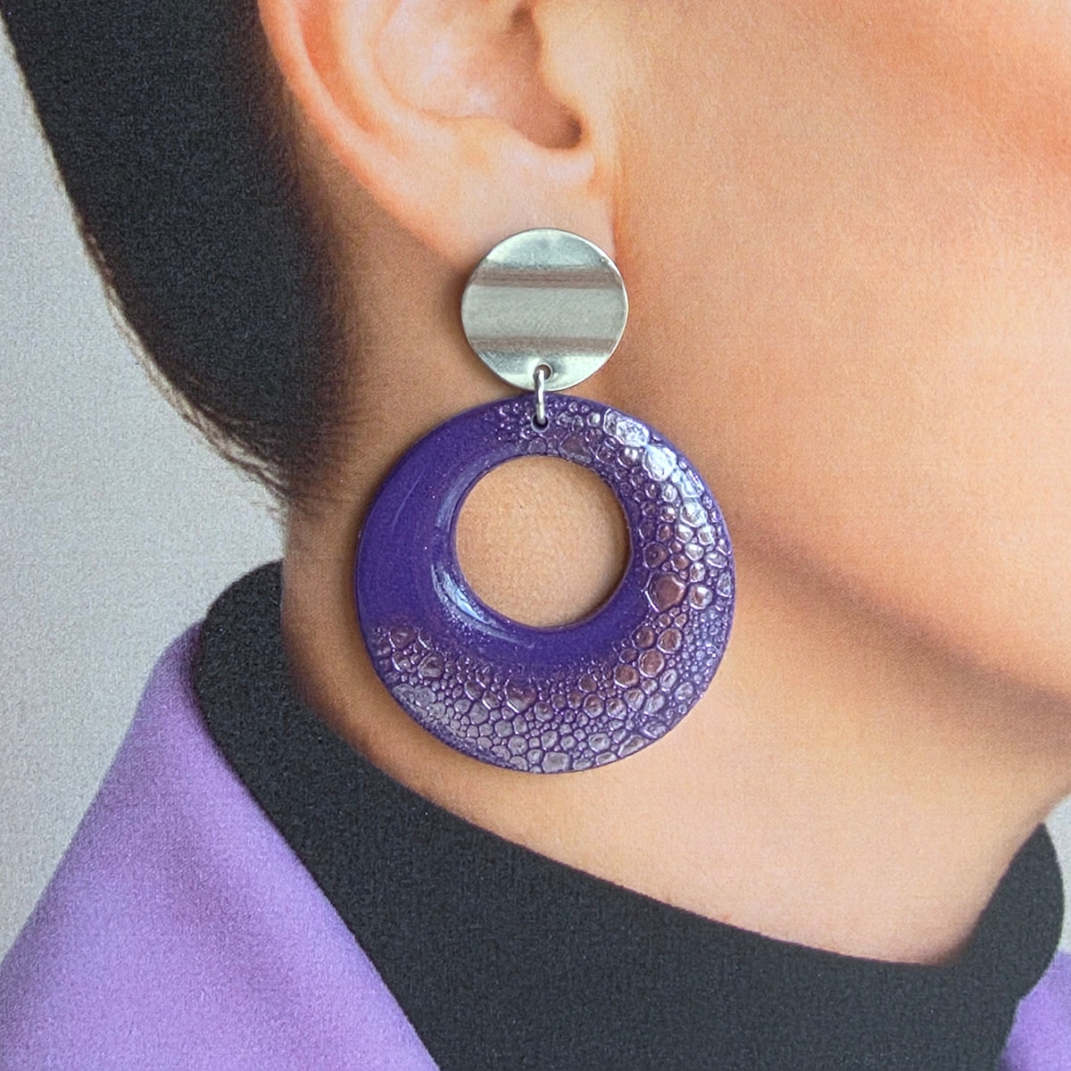Statement Oorbellen – Purple Eclipse