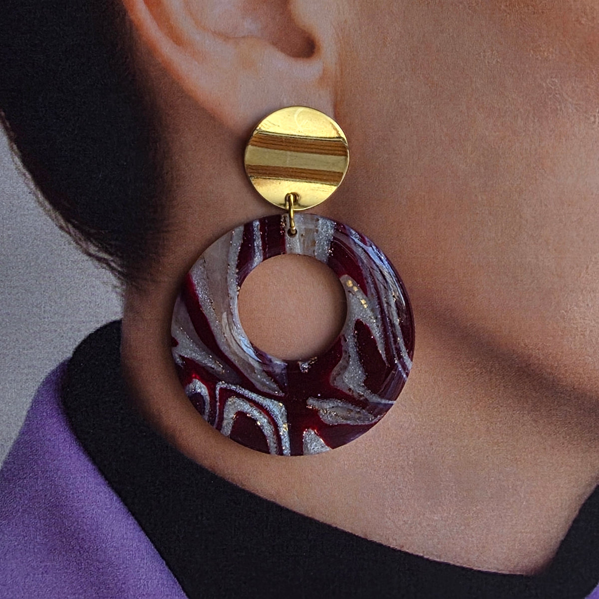 Statement Oorbellen  Burgundy Luxe