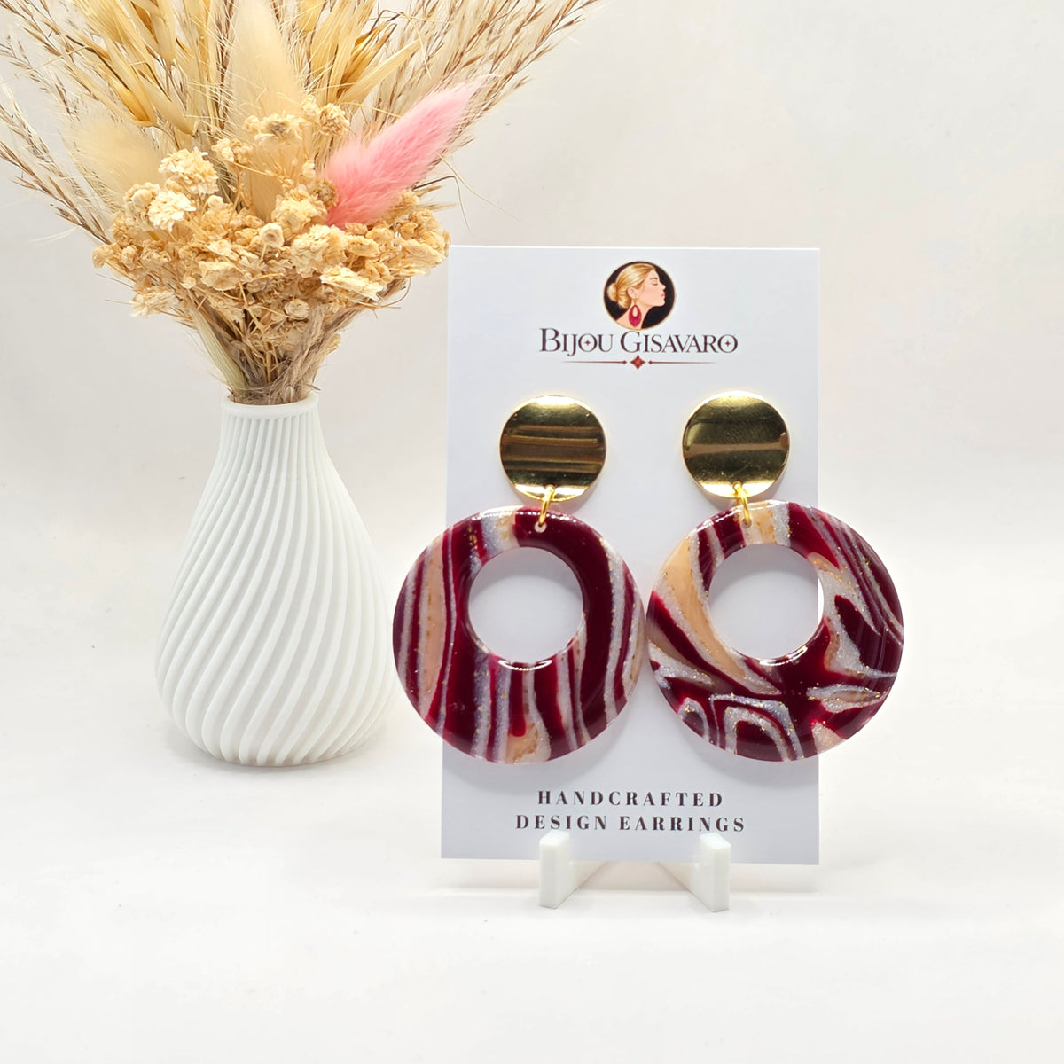 Statement Oorbellen  Burgundy Luxe