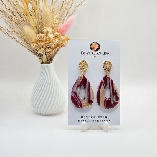 Statement Oorbellen  Burgundy Flame