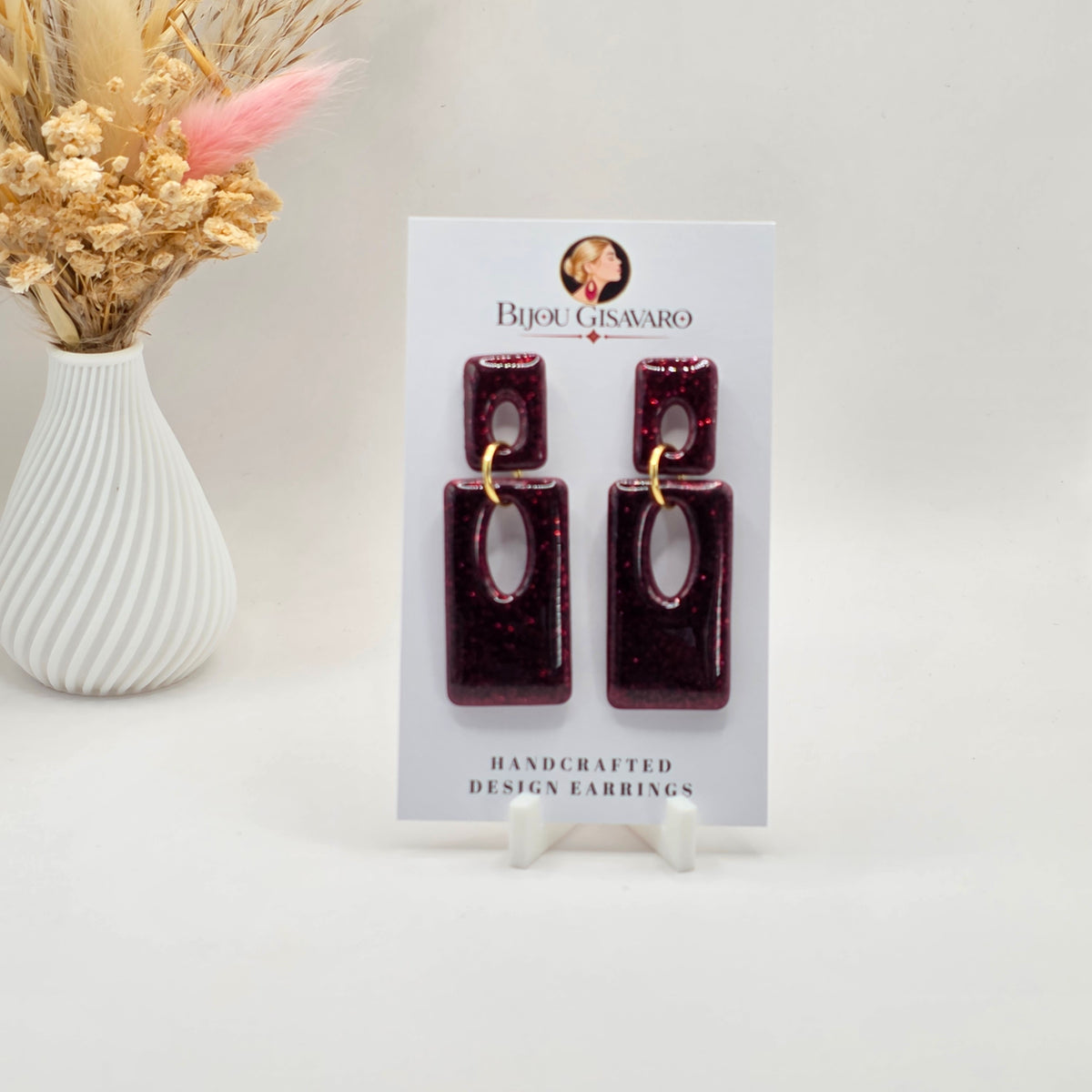Statement Oorbellen Burgundy Sparkle
