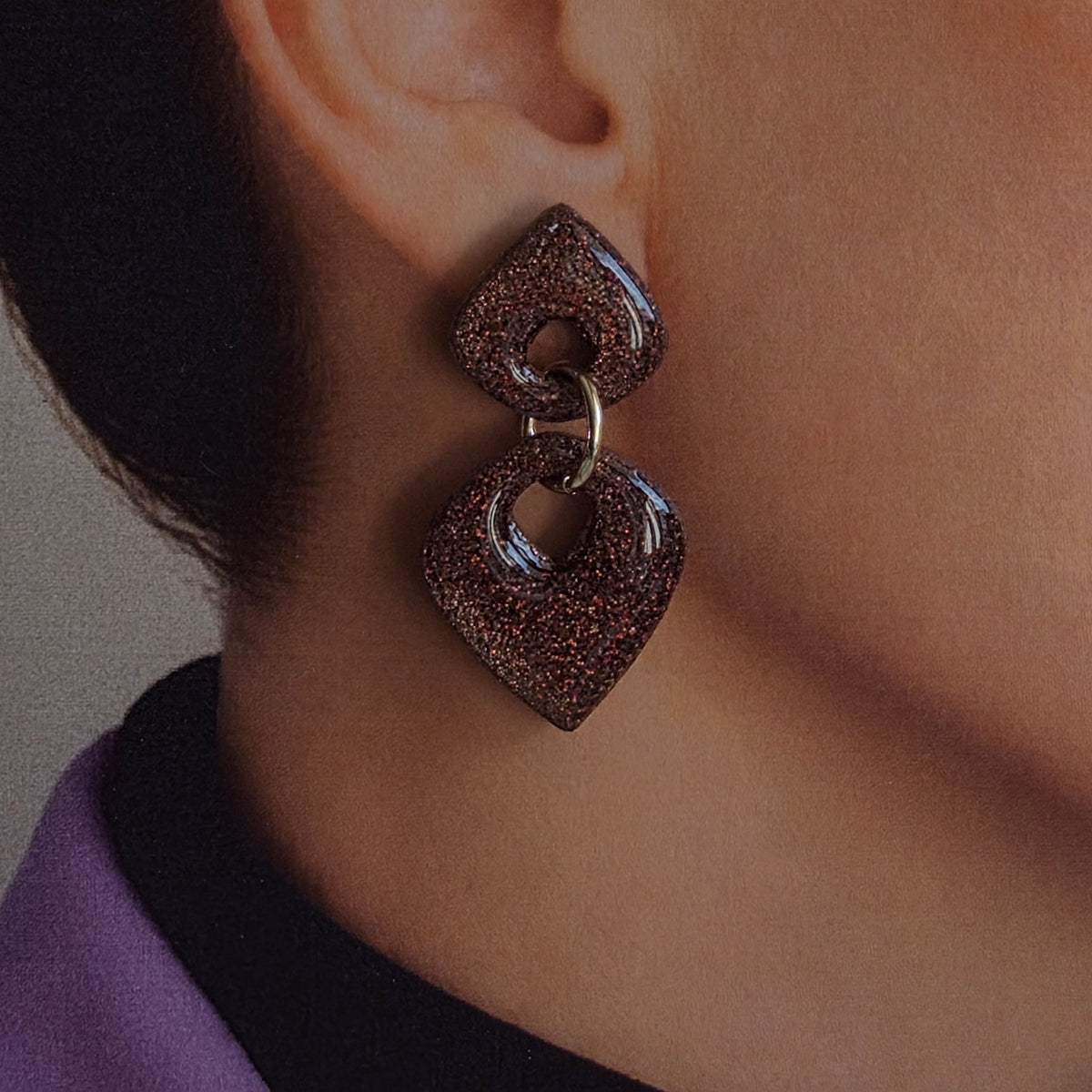 Statement Oorbellen Mocha Stardust