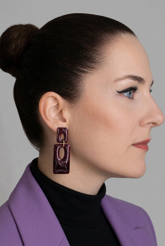 Statement Oorbellen Burgundy Sparkle