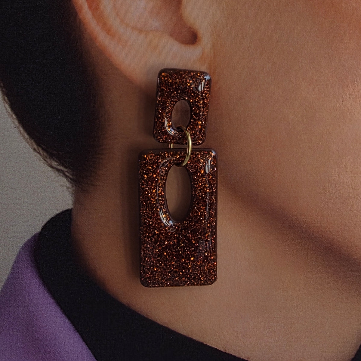 Statement Oorbellen Burgundy Sparkle