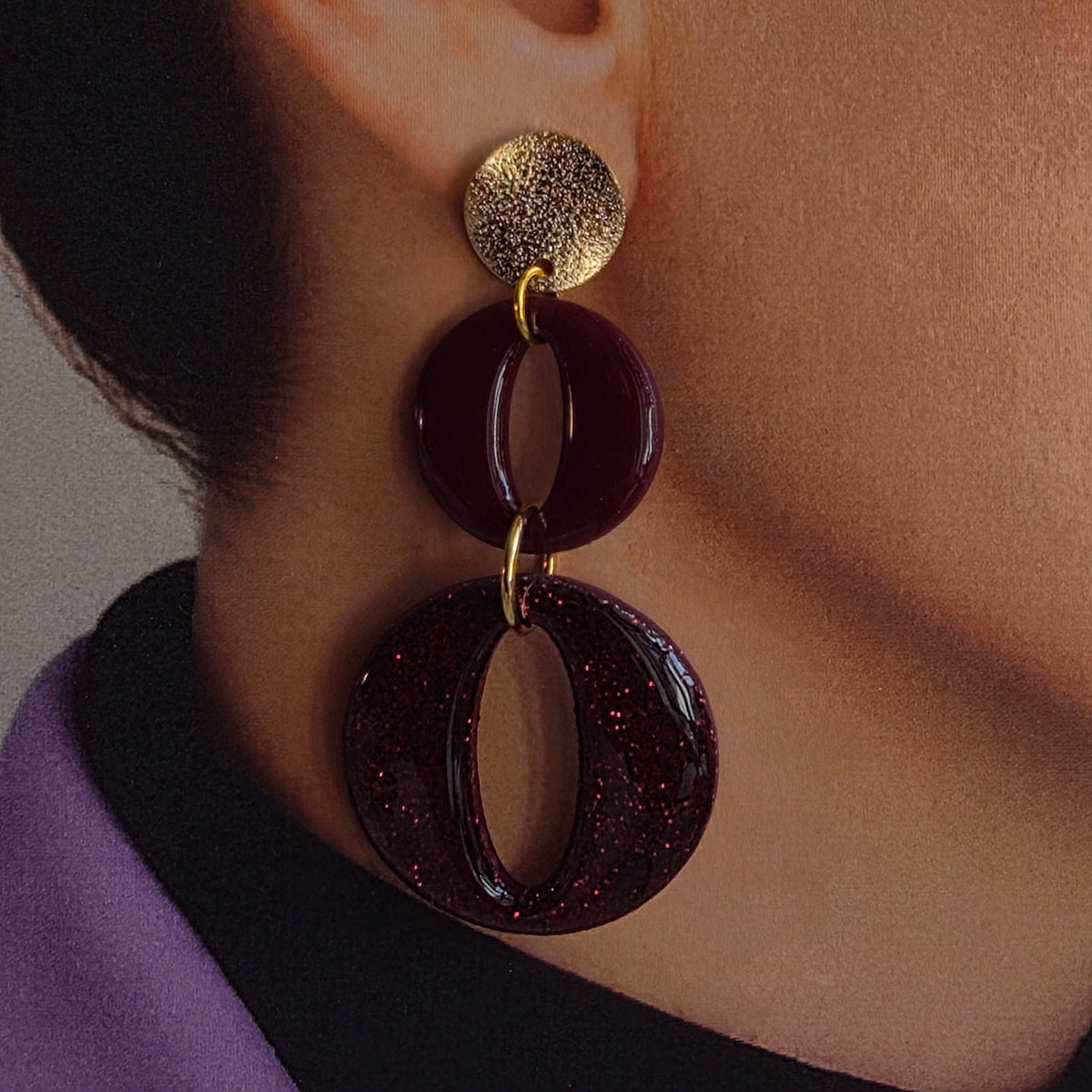 Statement Oorbellen Bordeaux Luxe