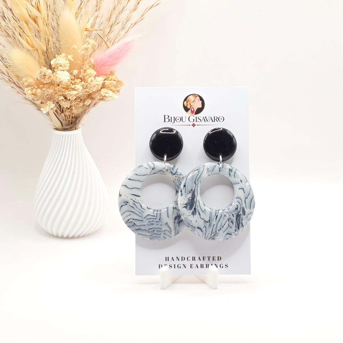 Statement Oorbellen Moonstone Noir