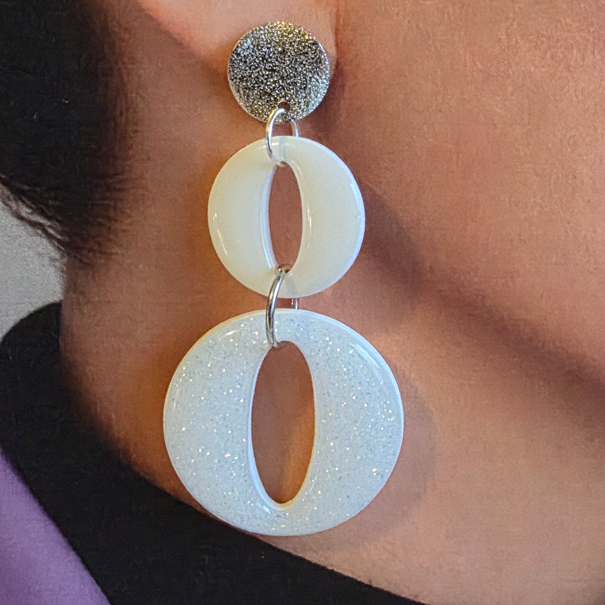 Statement Oorbellen White Opal