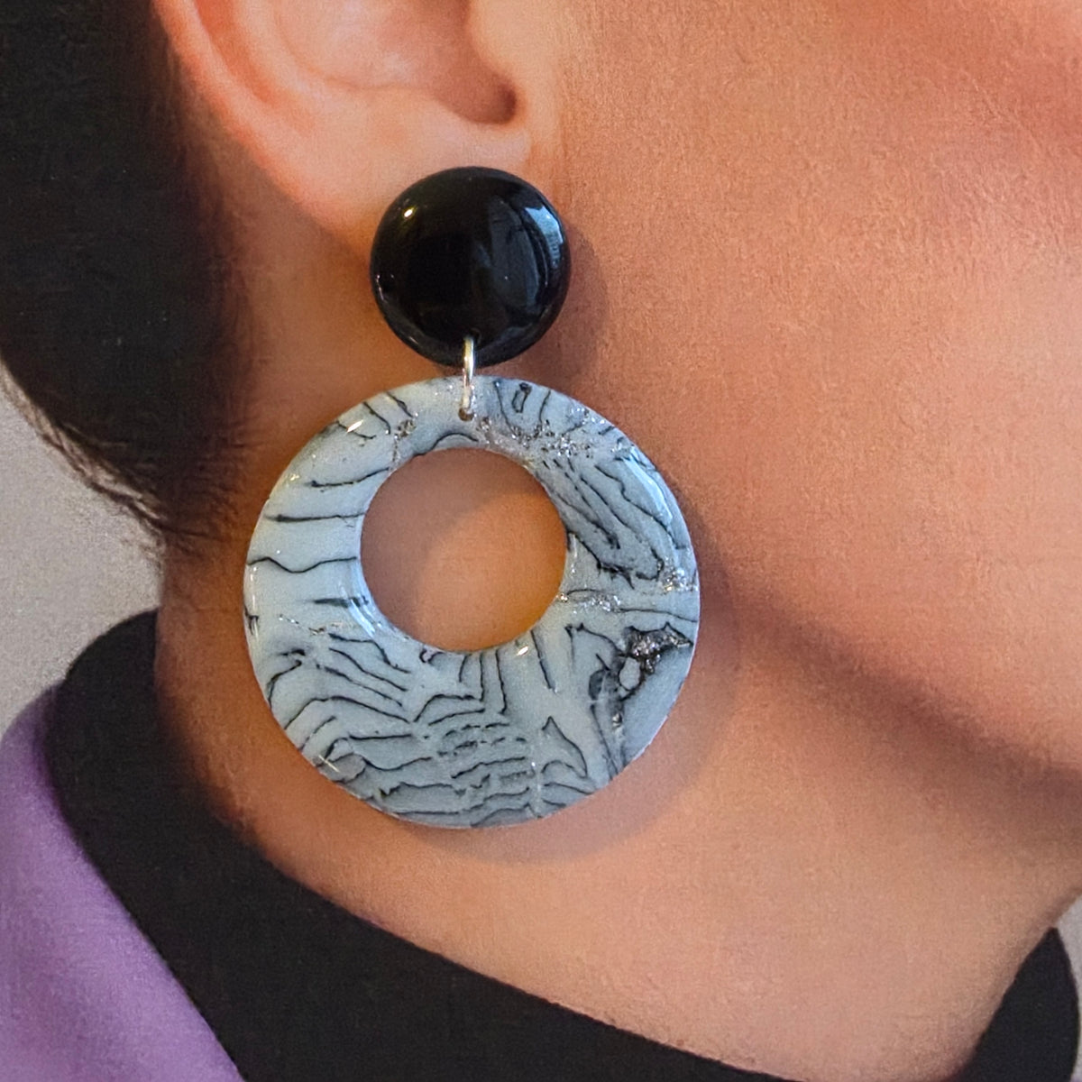 Statement Oorbellen Moonstone Noir