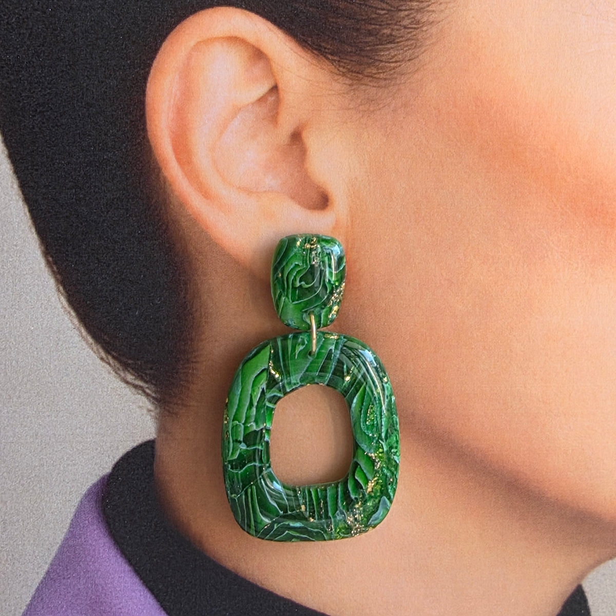 Statement Oorbellen Emerald Flow