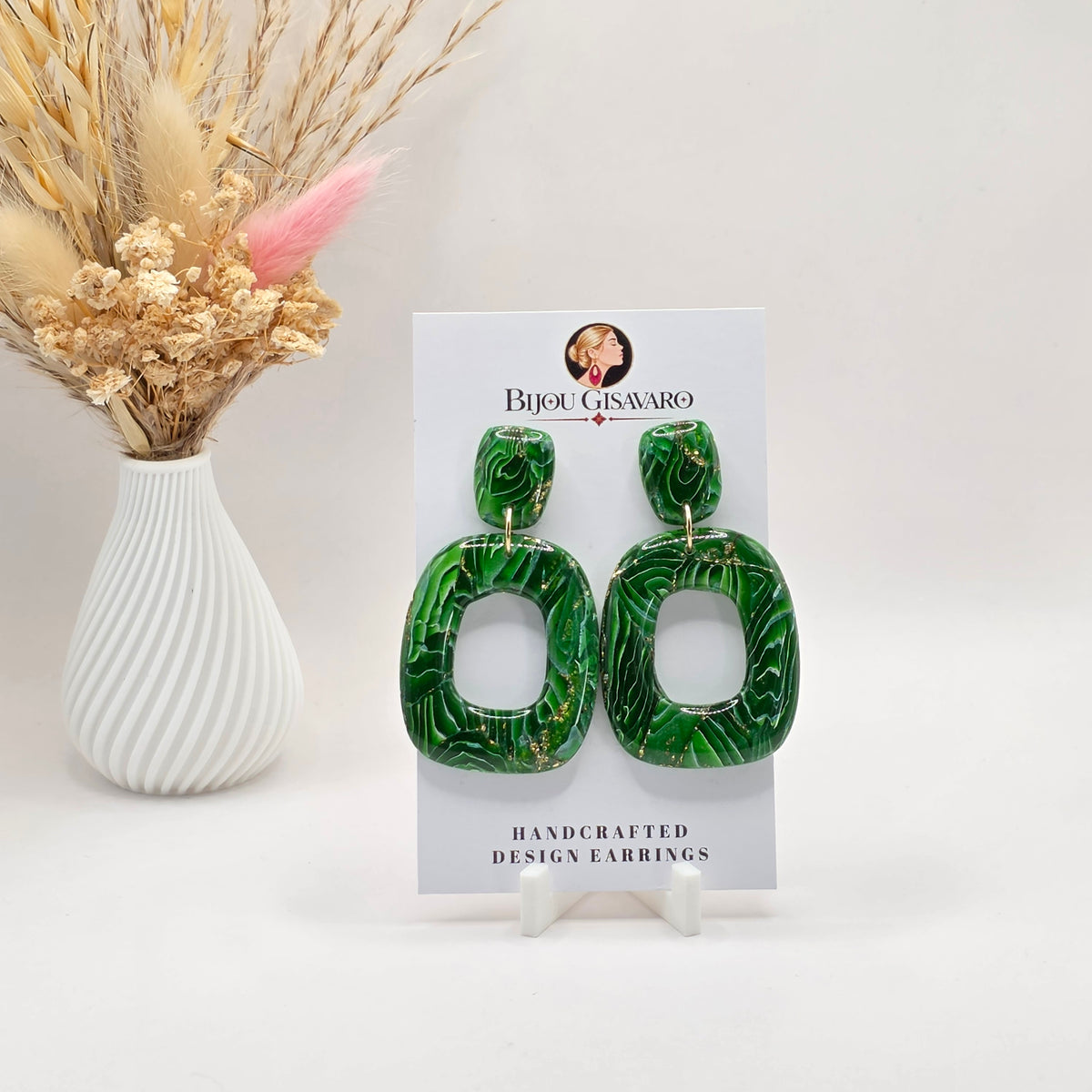Statement Oorbellen Emerald Flow