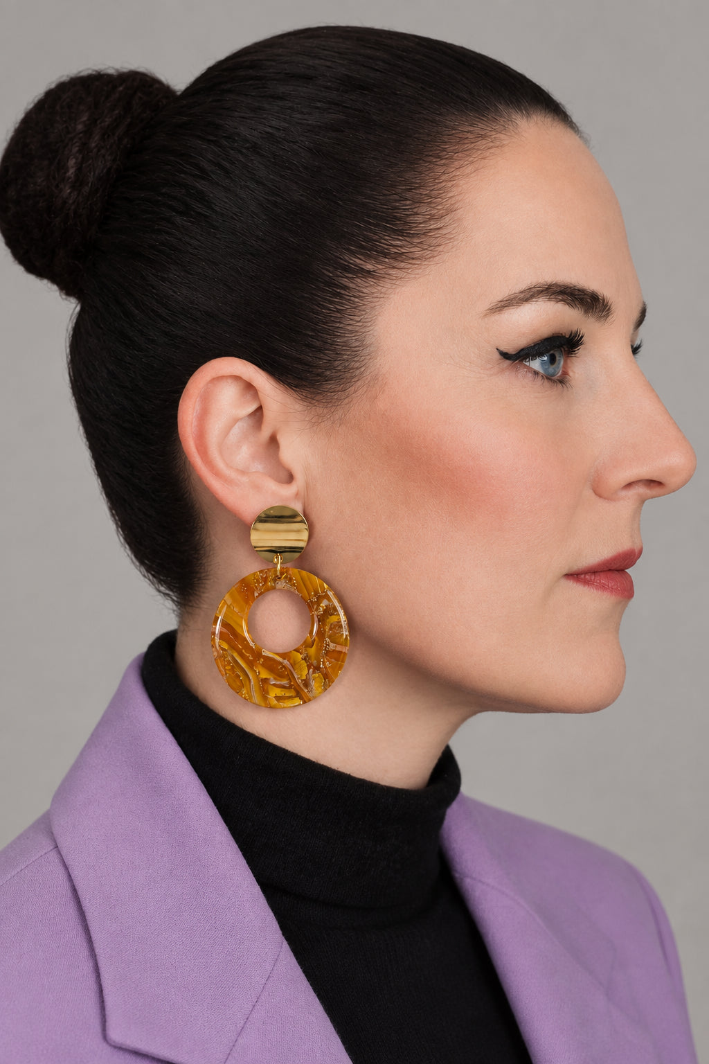 Statement Oorbellen Golden Amber Marble