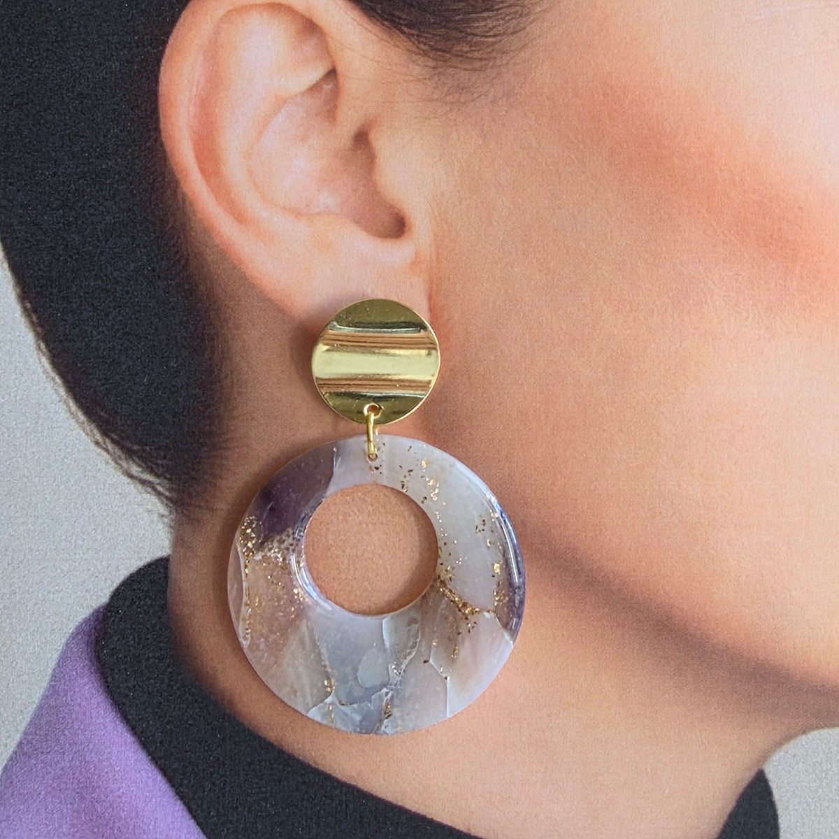 Statement Oorbellen Aura Amethyst