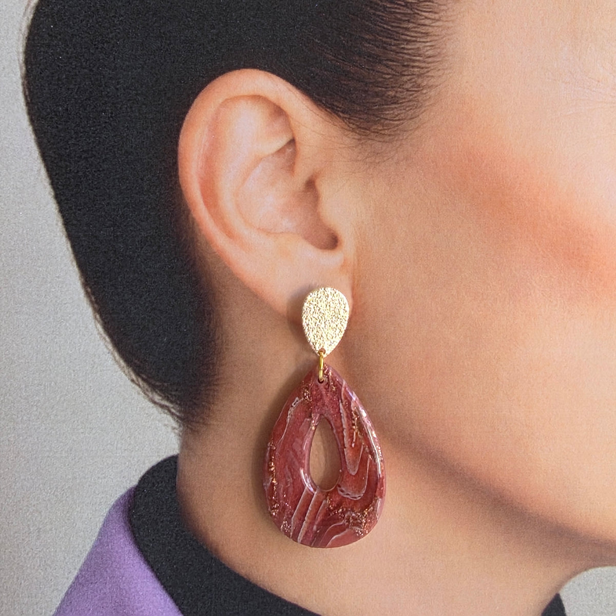 Statement Oorbellen Rose Marble Gold