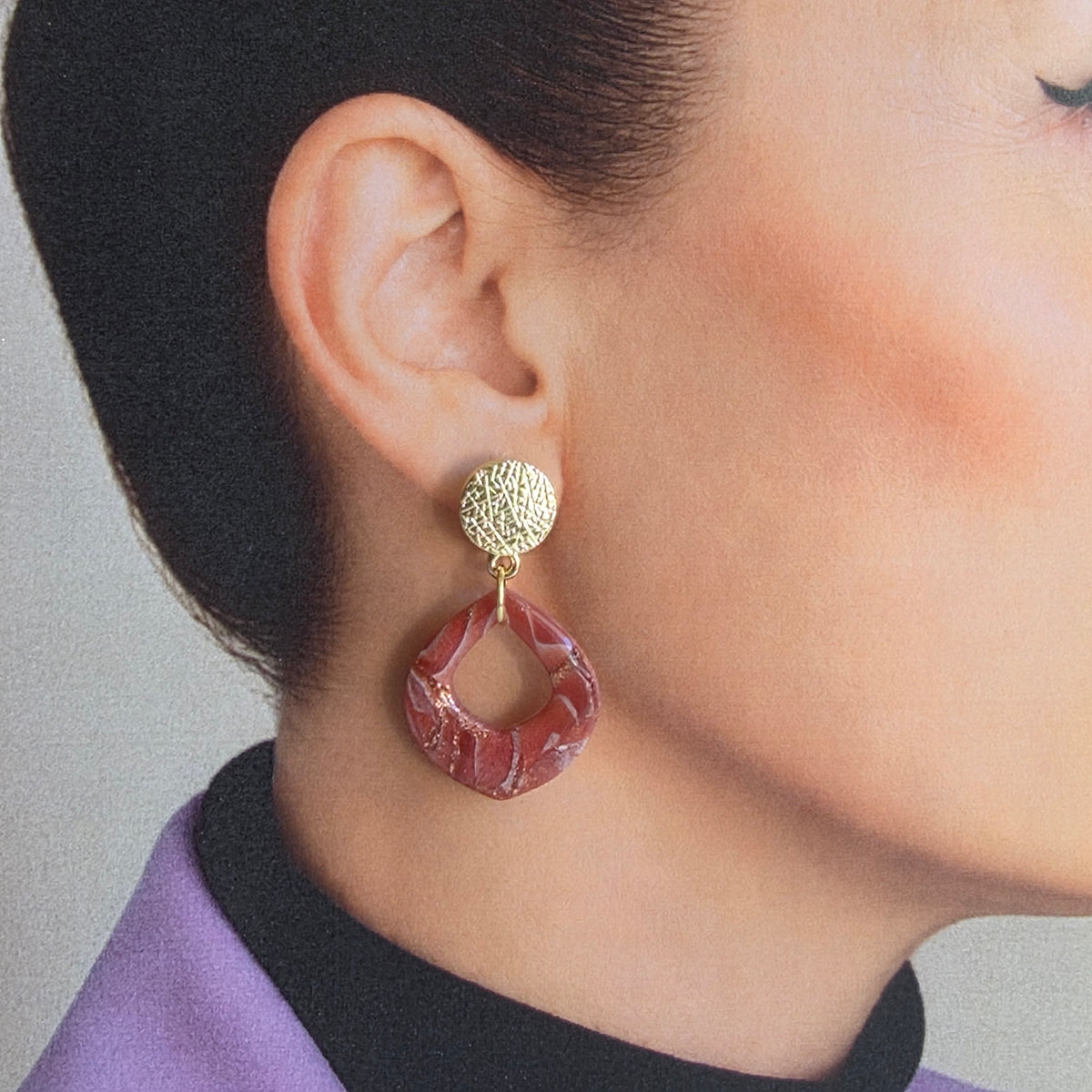 Statement Oorbellen Rose Marble Gold