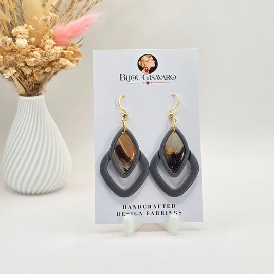 Statement Oorbellen Mocha Graphite Geo