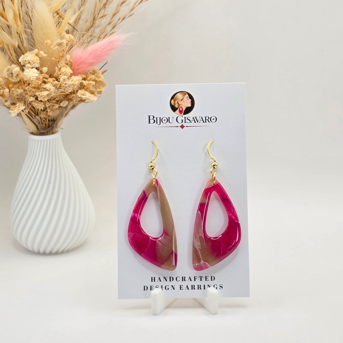 Statement Oorbellen Pink Gold Drop